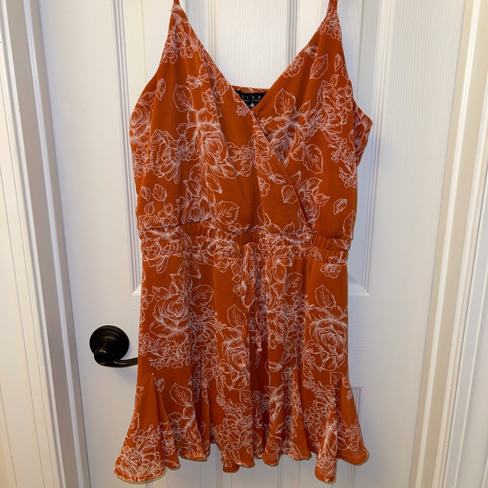 Burnt orange floral romper